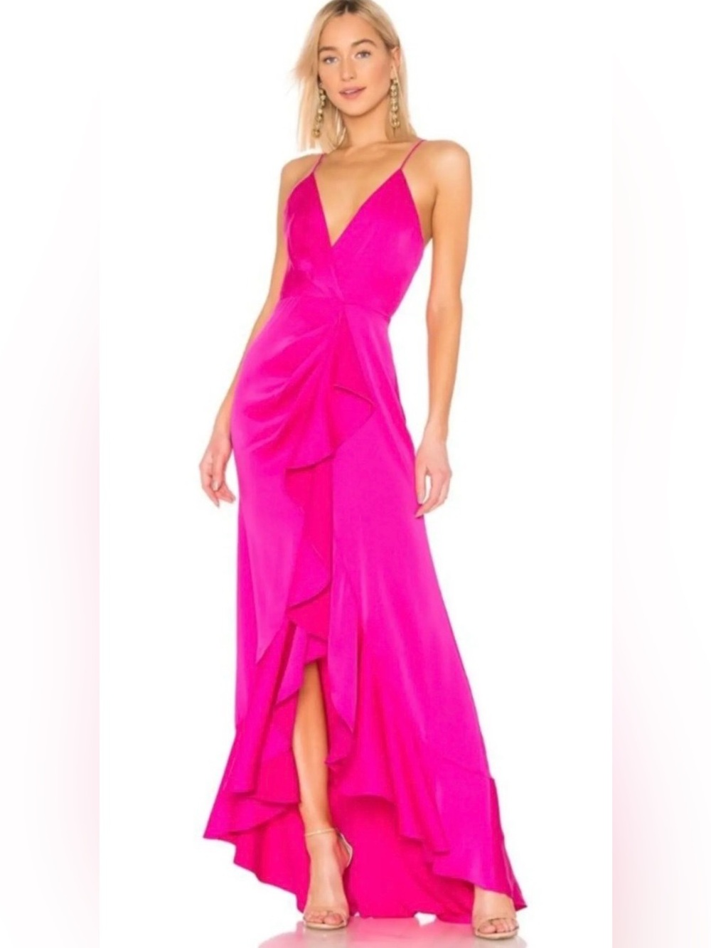 Jay Godfrey Elsie Fuchsia Ruffle Wrap Gown Sz 00 NWT
